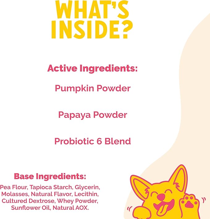 LuckyTail Probiotic Chews for Dogs - Gut Health for Dogs - Tummy Essentials for Dogs - Dog Pumpkin Powder - Digestive Enzymes for Dogs - Aprox. 180 Soft Chews