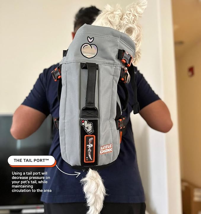 Maxine One Dog Backpack Carrier with Snacc Pacc Hip Belt by LITTLE CHONK | Adjustable Front Facing Bag for Travel or Hiking | Snack Storage | Made for Pets Up to 50 lbs | Medium, Chonkcrete Gray