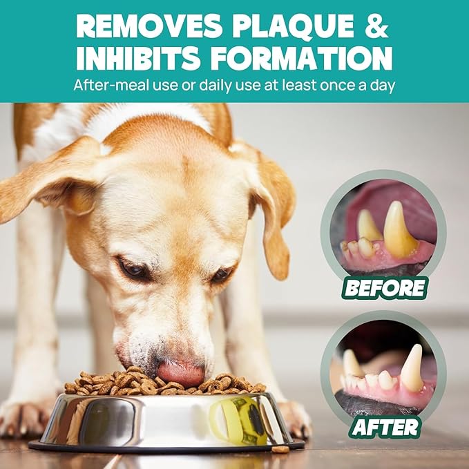 Teeth Cleaning Finger Wipes for Dogs & Cats - Gentle Removing Bad Breath & Plaque & Tartar Buildup - Disposable Dog Tooth Brushing Kit Wipes, Dog Dental Care Wipes - 50 Counts