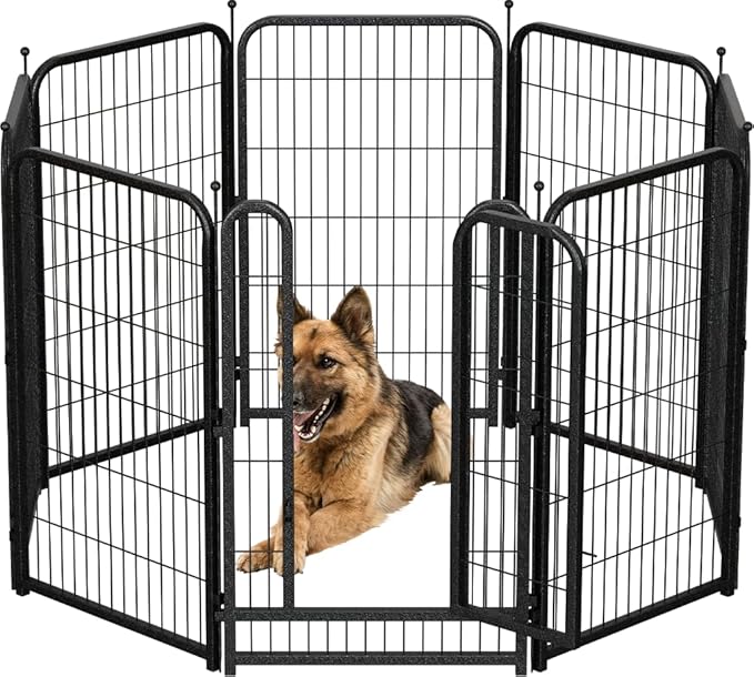 Metal Dog Playpen, 45" Inch Height 8 Panels, Ideal Dog Fence for Large/Medium/Small Dogs Indoor & Outdoor Bliss, Perfect Dog Pen for Camping, Yard and RV | Black-Silver