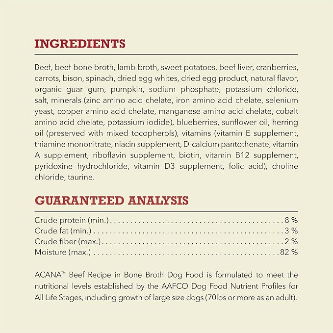 ACANA Premium Chunks Wet Dog Food, Beef Recipe in Bone Broth, 12.8oz (Case of 12)