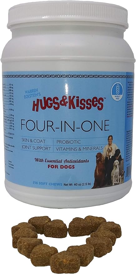 HUGS & KISSES Warren Eckstein's Four-in-One Vitamin Mineral Supplement Treat for Dogs