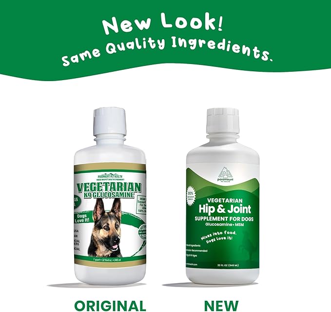 All-Natural Joint Pain Relief for Dogs - Vegetarian Glucosamine Without Shellfish - Msm Supplement for Pain - Vet Recommended Glucosamine Vegetarian - Arthritis Medicine & Glucosamine with Msm (32 oz)