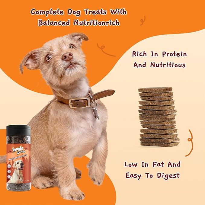 Jungle Calling Dog Treats, Natural High Protein Dog Training Treats with Real Chicken, Soft Puppy Jerky Bites, Grain Free Biscuits Snacks, Easy to Digest