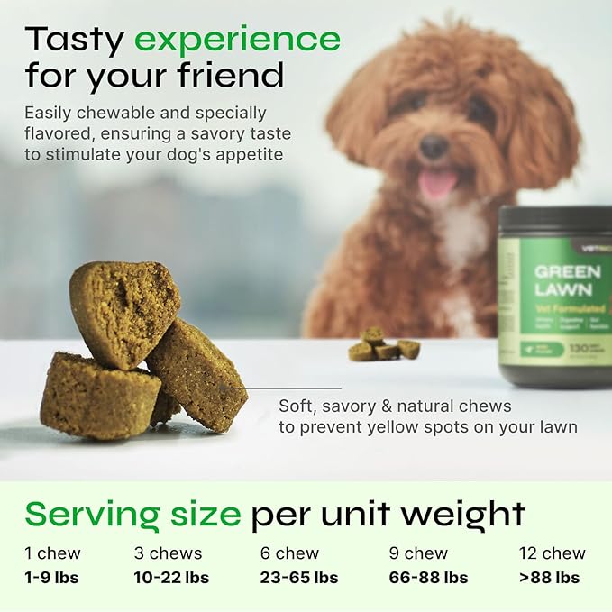Dog Urine Neutralizer for Lawn - Grass Burn Spot Chews for Dogs - Dog Pee Lawn Spot Saver Caused by Dog Urine - Digestive Health Support Soft Chews - Grass Treatment Rocks - Grass Savers for Dog Urine