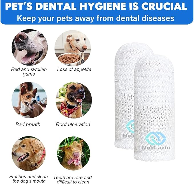 Pet Toothbrush for Small to Large Dogs Cats,Soft High Grade Finger Toothbrush,Teeth Oral Cleaning,Dental Care, 1 Set for Two Fingers White (5)