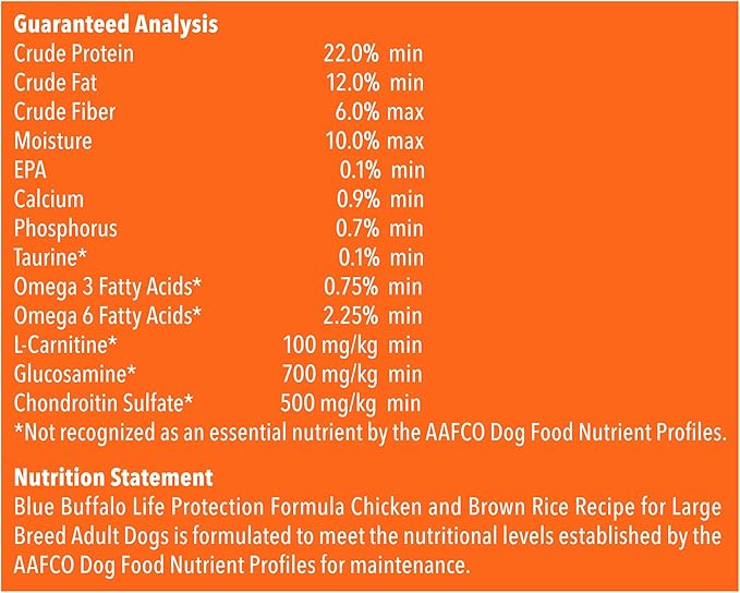 Blue Buffalo Life Protection Formula Natural Adult Large Breed Dry Dog Food, Chicken and Brown Rice 34-lb
