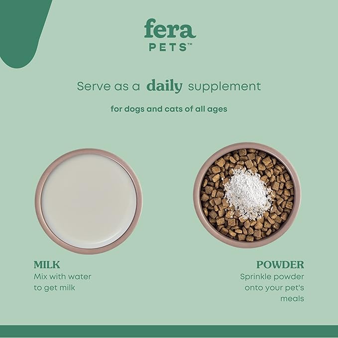 Fera Pets Hip & Joint Goat Milk Cat & Dog Food Topper – Vet Created - Joint Supplement for Dogs & Cats – Glucosamine for Dogs & Cats, MSM- 60 Servings