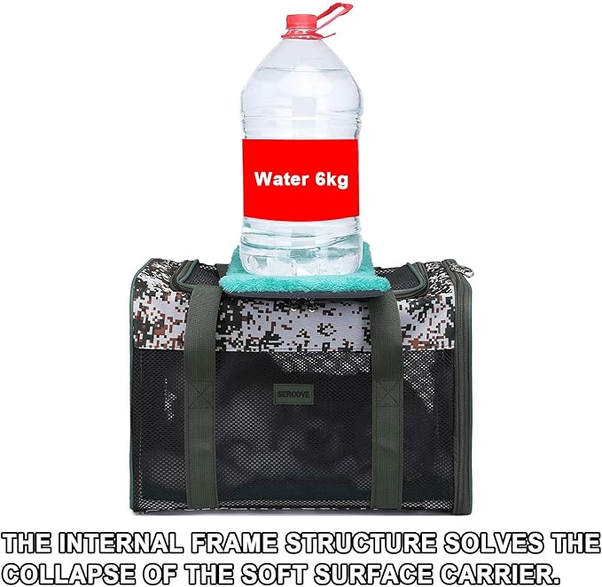 Frame Type Soft Surface Special pet Carrier, Soft Bread, cat, Dog and Rabbit Transport Carrier, and Carrier Approved by Airlines for pet Transport. (Large, Army Gray)