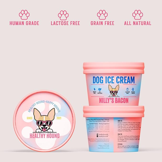 Dog Ice Cream Mix - Healthy Dog Treats- Dog Ice Cream Birthday (Bacon)