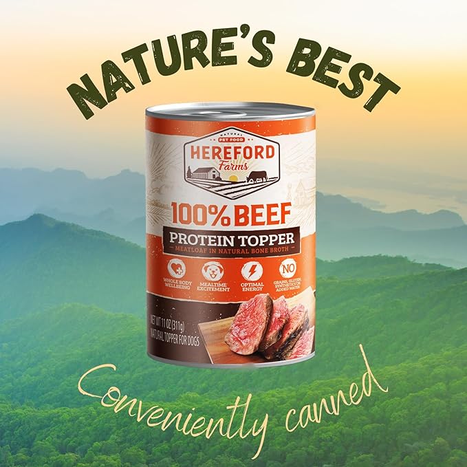 100% Beef Wet Dog Food, in Bone-Broth, Hypoallergenic Dog Food, All-Natural Mixer, Topper & Hydration - 11oz. (12 cans)