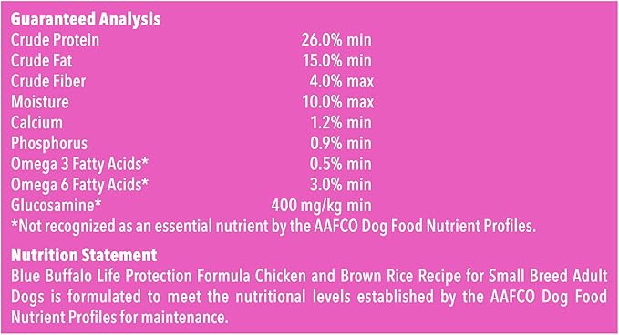 Blue Buffalo Life Protection Formula Natural Adult Small Breed Dry Dog Food, Chicken and Brown Rice 5-lb Trial Size Bag