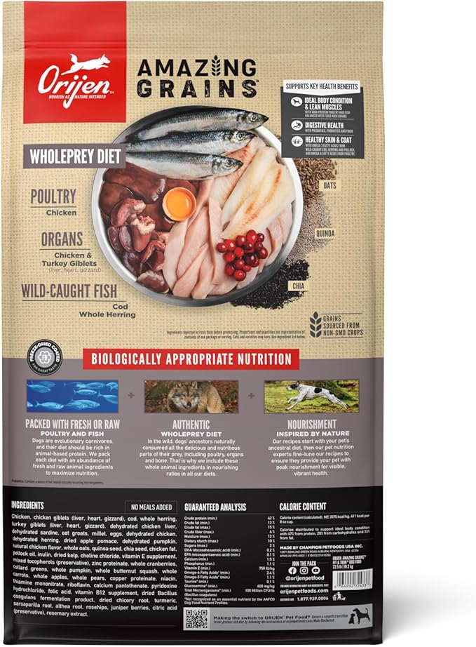ORIJEN AMAZING GRAINS™ Fit & Trim Dry Dog Food Recipe, 22.5lb
