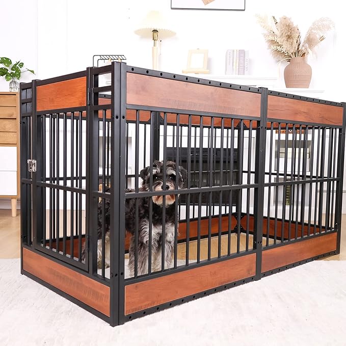Dog Playpen, 31.5" Height Dog Pen Indoor, Heavy Duty, Safe and Sturdy, Furniture Style Puppy Pen (MAHOGANY)