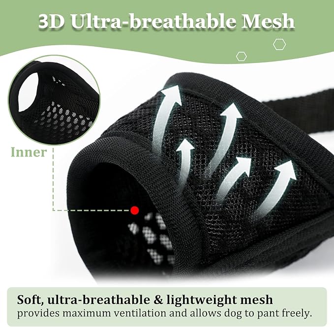 Mayerzon Dog Muzzle, Soft Mesh Muzzle for Small Medium Large Dogs Chihuahua Poodles Beagle Dachshund Corgis Labrador, Puppy Muzzle for Biting Chewing Grooming, Allows Panting Drinking