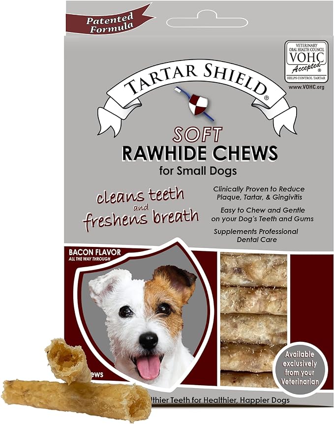 Soft Rawhide Chews | Safe Dental Treats for Small Dogs | Vet VOHC Approved | Daily Bone Cleans Teeth & Gums Fresh Breath Oral Health Support | USA Made | (Small Dogs / 12 Count)
