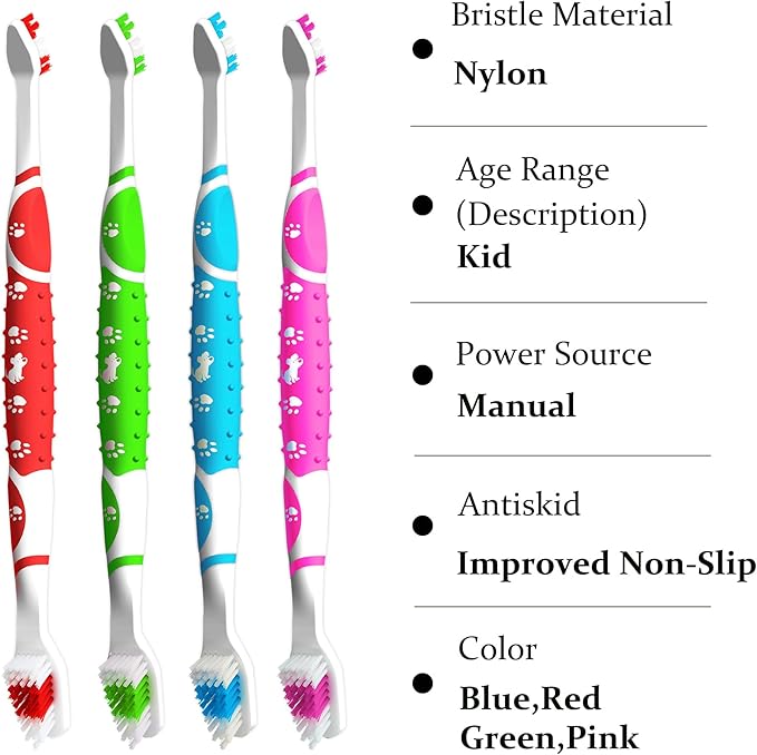 8 pcs Dog Toothbrush pet Toothbrush Small to Large Dogs,Cats with Soft Bristles Non Slip Dual Head Dog Toothbrush
