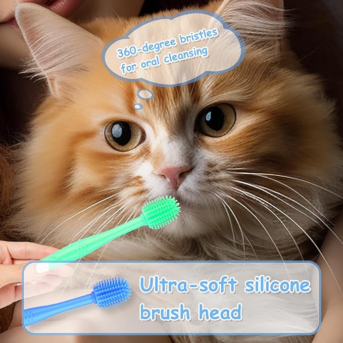 7Pcs Dog Toothbrush Cat Toothbrush Small Dog Puppy Tooth Brushing Kit Finger Toothbrush 360 ° Dog Toothbrush for Puppy, Small Dog and Cat