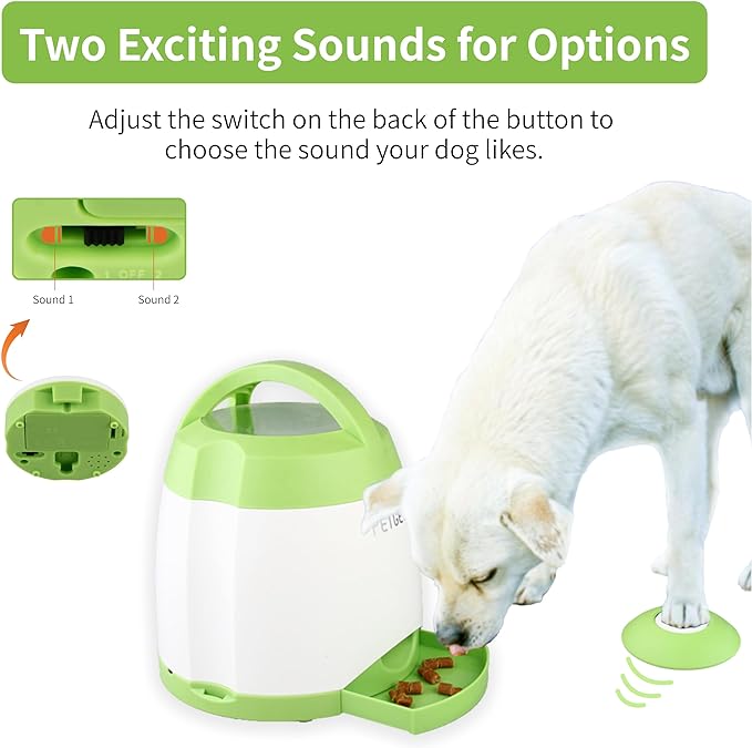 PETGEEK Treat Dispenser Dog Toys, Automatic Pet Feeder with Dual Power Supply and Remote Control, Dog Puzzle Toys and Interactive Dog Toys in One for Indoor or Outdoor Play(Green)