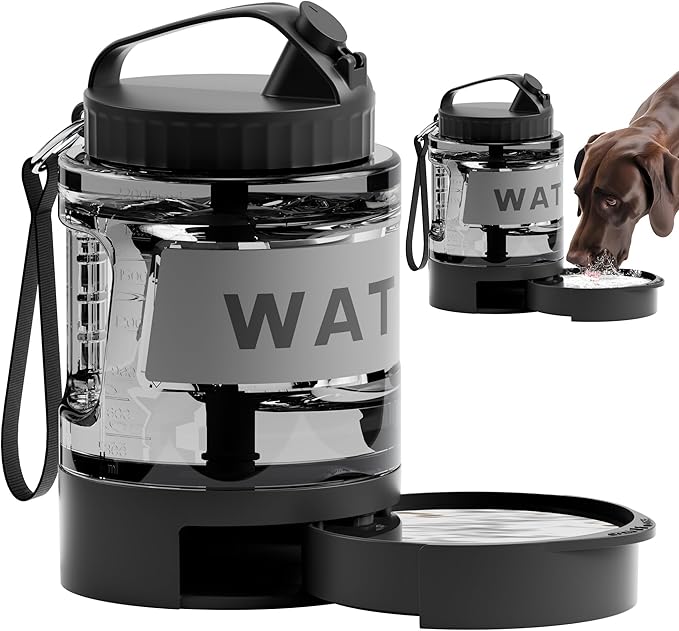 77oz Dog Water Bottle,Dog Camping Essentials Large Dog Water Bowl Dispenser with Pull-Out Drinking Bowl,Portable Travel Water for Dog, Dog Beach Accessories,Camping with Dogs Must Haves,Bpa Free