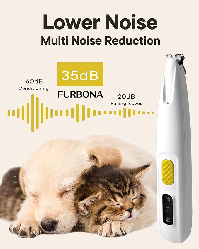 Upgraded Dog Paw Trimmer with LED Light, 18mm Widen Blade, 35dB Low Noise, LED Display, Fully Waterproof, Rechargeable Clipper for Dogs Cats Trimming Paws, Eyes, Ears, Face, and Rump