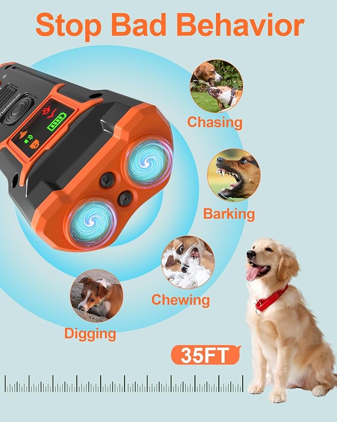 2024 Dog Training Bark Deterrent Device, Anti-Barking Device with HD Display and LED Flashlight for Dogs, Stop Bad Behavior Without Yelling or Swatting, Ultrasonic Stopper Alternative to Shock Collar