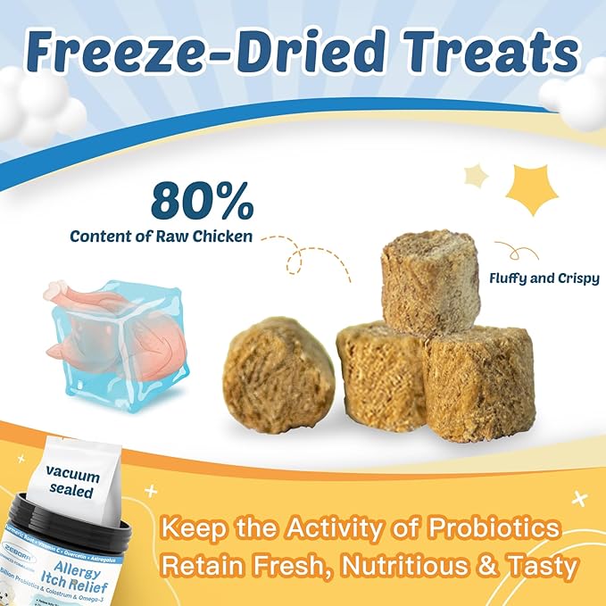 Dog Allergy Relief, Itchy Skin Relief - Digestive & Immune Supplement with Probiotics & Colostrum- Omega 3 Fish Oil for Skin & Coat Health - Anti Itch & Hot Spots + Seasonal Allergies - 100 Chews