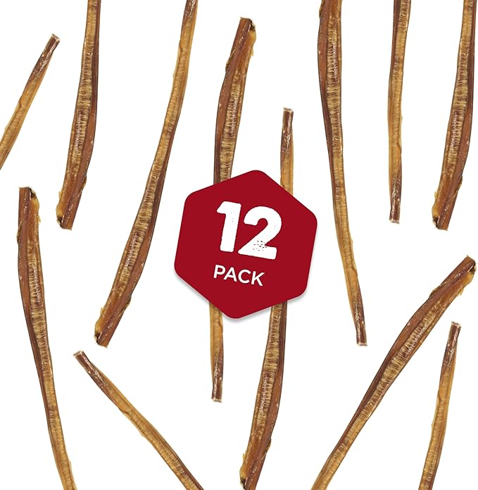 Best Bully Sticks 12 Inch Odor Free Bully Sticks for Dogs, 12 Pack - 100% Natural, Grass-Fed Beef, Digestible Bully Bones, Grain and Rawhide Free, Odorless Dog Bully Sticks for Large Dogs