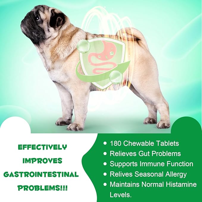 Probiotics for Dogs, 180 Tablets Dog Probiotic for Gut Health with Enzyme Blends & Prebiotic, Pet Health Supplement Probiotic Supports Digestive Health, Immune System Booster - Peking Duck Flavour