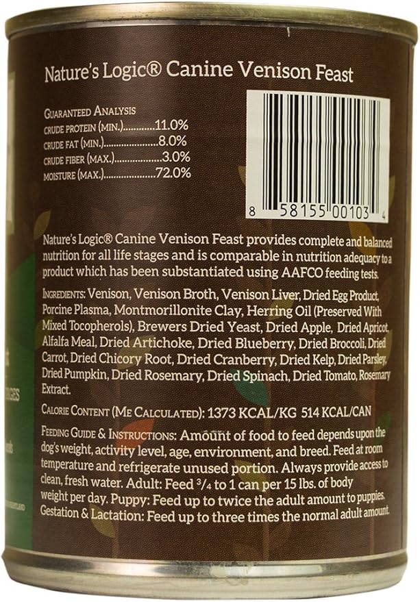 Natures Logic NL00103 Venison Feast Wet Dog Food, One Size