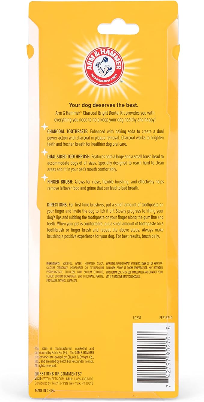Arm & Hammer for Pets Dog Dental Care Fresh Breath Kit | Includes Arm & Hammer Baking Soda Dog Toothpaste and Dog Toothbrush | Dog Plaque Removal Kit, Mint