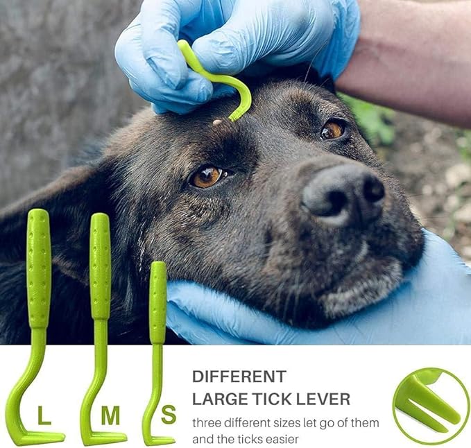 Home Tick Remover Tool Set Pet Dog Tick Remover Tool Set Tick Hook Flea Tick Tweezers Clip Remover Flea Comb Magnifying Glass for Dogs Cats (7)