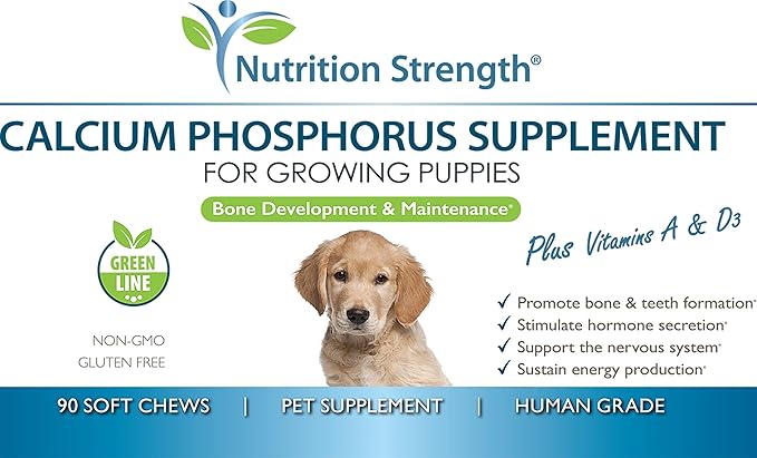 Calcium Phosphorus for Dogs Supplement, Provide Calcium for Puppies, Promote Healthy Dog Bones and Puppy Growth Rate, Dog Bone Supplement, 90 Soft Chews