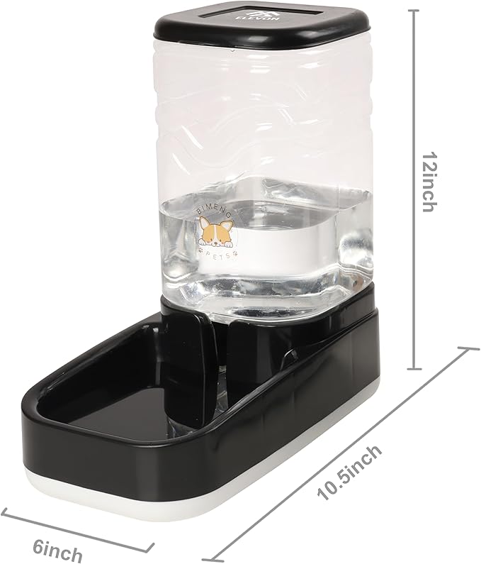 Automatic Pet Water Feeder, 3.8L Gravity Cat Water Dispenser with Cat Water Bowl, Large Capacity Water Feeder for Kitten & Small and Medium-Sized Dogs (Black)