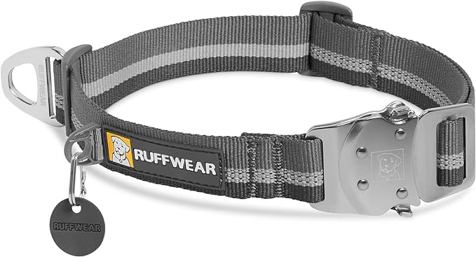Ruffwear, Top Rope Dog Collar, Reflective Collar with Metal Buckle for Everyday Use, Granite Gray, 20"-26"