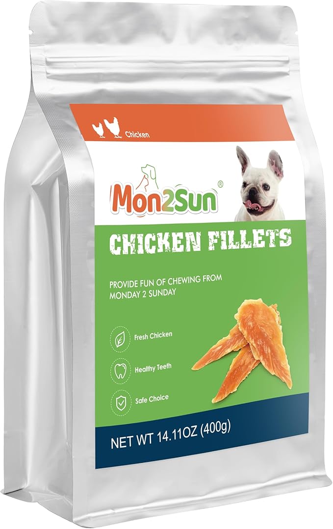 MON2SUN Chicken Jerky for Dogs Made with Real Chicken Breast Dog Snacks, High Protein & Grain Free Training Treats for Small Medium and Large Dogs (Chicken, 14.11 Ounce -Pack of 1)