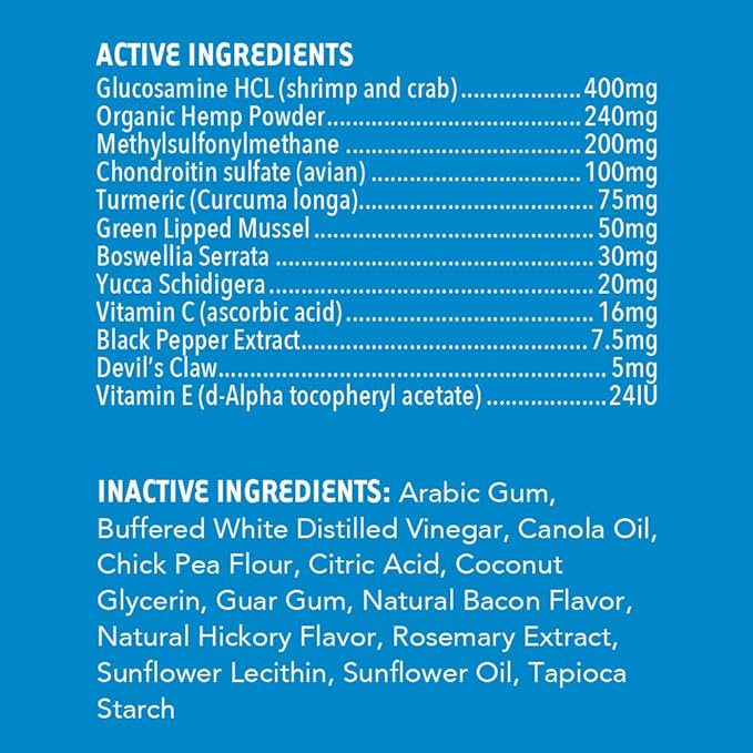 iHeartDogs Hip & Joint Supplement for Dogs - Advanced 8-in-1 Dog Joint Supplement Chews with Glucosamine, Chondroitin, Turmeric, Devil's Claw, Green Lipped Mussel, Hemp, Yucca, Boswellia & MSM - 90 Ct