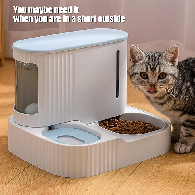 Automatic Cat Food Water Dispenser Gravity Pet Self Feeder Dry Food Bowl and Watering Supplies Dispenser for Indoor Small Medium Dog Puppy Kitten 2 in 1 (GREEN)