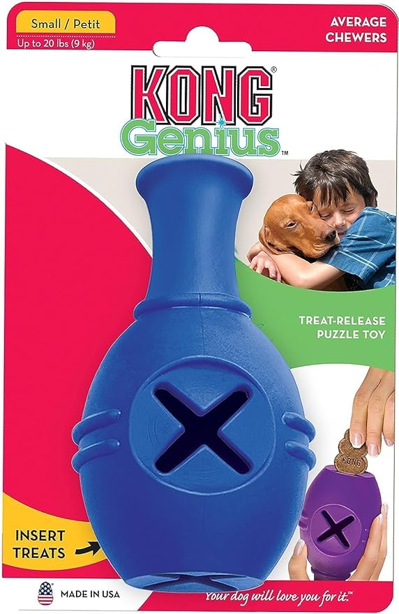 KONG - Genius Leo - Interactive Treat Dispensing Dog Puzzle Toy - Small (Assorted Colors)
