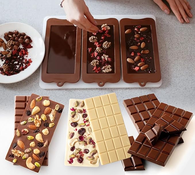 4Pcs Chocolate Gummy Number Molds, Break-Apart Chocolate Molds and Letter and Number Silicone Candy Mold for Birthday Cake Decorating