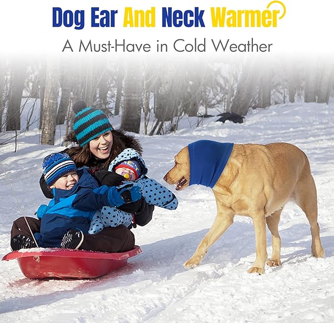 Quiet Ears for Dog, Dog Ear Muffs for Noise Protection,Knitted Dog Winter Hats, Dog Calming Hoodie, Pet Cats and Dogs Grooming Bathing Calming Drying Ear Muffs (Blue, L)