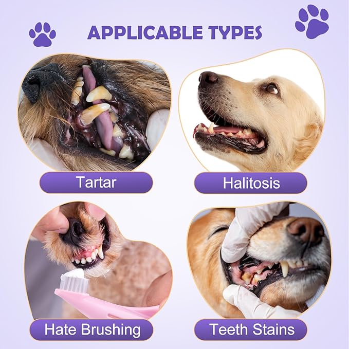 Teeth Cleaning Finger Wipes for Dogs & Cats, Reduces Tartar & Freshens Breath Finger Wipes,Natural Mild Ingredients,Disposable Pet Teeth Clean Finger Wipes-50PCS