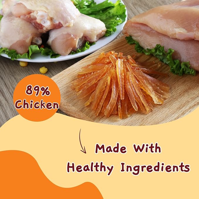 Jungle Calling Soft Training Treats for Small Dog and Cats, Mini Chicken Strips Puppy Training Snacks Easy to Digest, Grain free