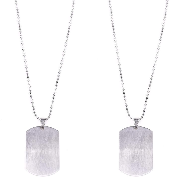 Cosmos 2 Pcs Military Dog Tags Dog ID Tags with 23.5 Inch Nickel Plated Steel Ball Chains