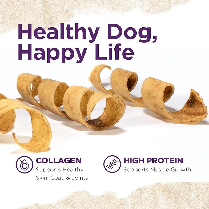 Natural Farm Curly Pork Collagen Sticks (5-6 Inch, 6 pack), Fully Digestible & Natural Dog Chews, Flavorful & Long Lasting, Best for Small & Medium Chewers, Odor-Free Rawhide Alternative
