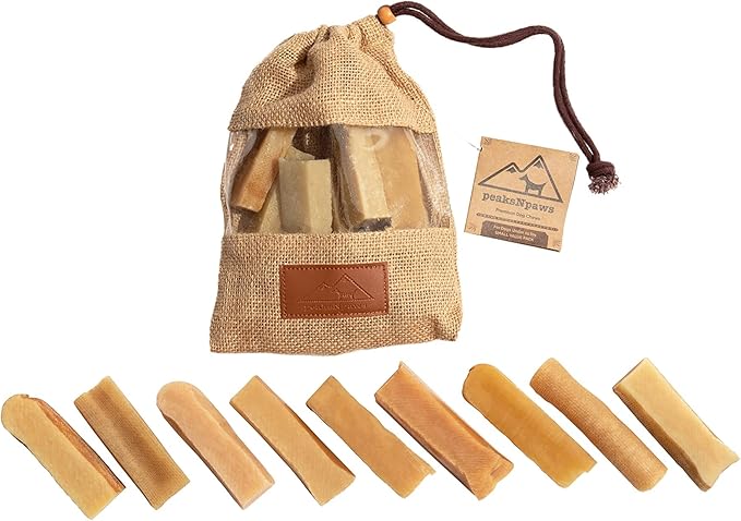 Yak Cheese Dog Treats - Natural Yak Chews from Himalayan Mountains - For Aggressive Chewers - Small, Value Pack 9 Chews - Grain Free, Lactose Free - Easily Digestible, Promotes Oral Health