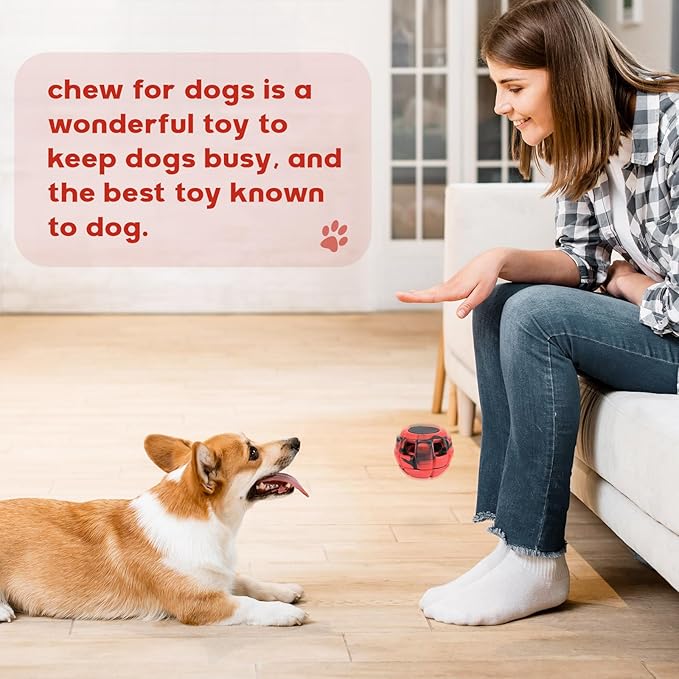 Interactive Dog Toys for Boredom, DIY Frozen Treats Filling Dog Lick Ball, Food Dispensing Rubber Dog Toys for Small Dogs to Keep Busy- Reusable/Red&Black