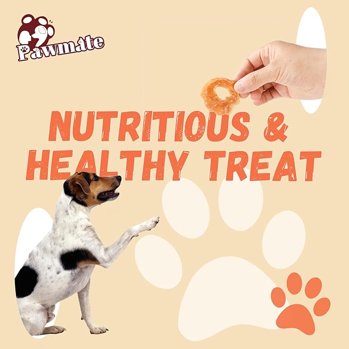 Dog Treats Chicken Jerky Rings, Rawhide-Free Grain-Free Real Dried Tenders Natural Chicken Breast Dog Chewy Training Snacks for Small Medium Large Dogs Large Pack-22-25/counts