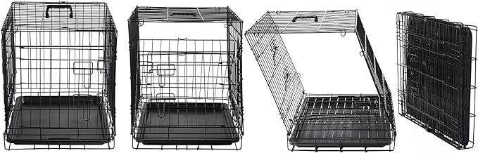 DONORO Dog Crates Kit for Small Size Dogs Indoor with Dog Crate Cover, Double Door Dog Kennels & Houses for Puppy and Cats, Collapsible Metal Contour Dog Cages