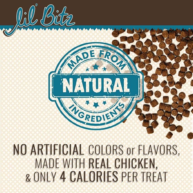 Lil' Bitz Flame Roasted Chicken Training Treats for All Dog Breeds - Low Calories, Grain Free, Natural Ingredients, NASC Compliance - Perfect Reward for Dogs of Every Size (4 oz)